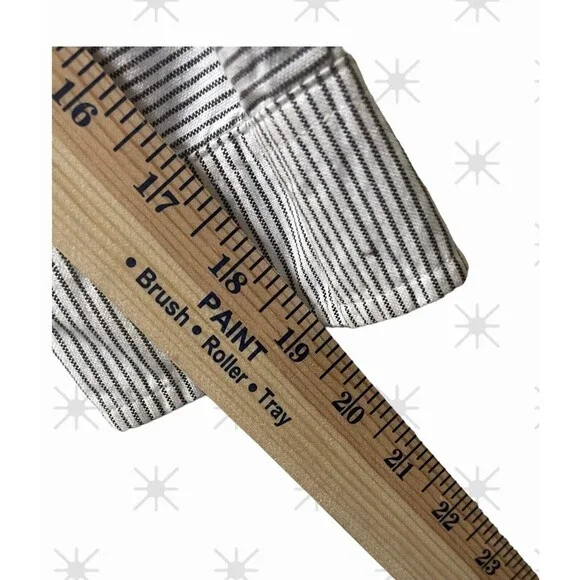 American Eagle Slim Fit White w/ Black Stripes Button-Front L/S Shirt S/P VGC - Picture 9 of 12